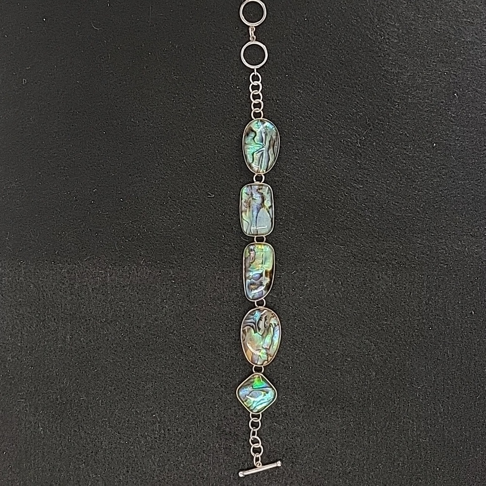 Abalone Shell Bracelet Set In Sterling Silver Mountings